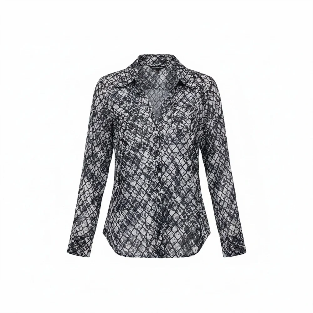 Rock & Republic womens‎ long sleeve button down shirt snakeskin print size M